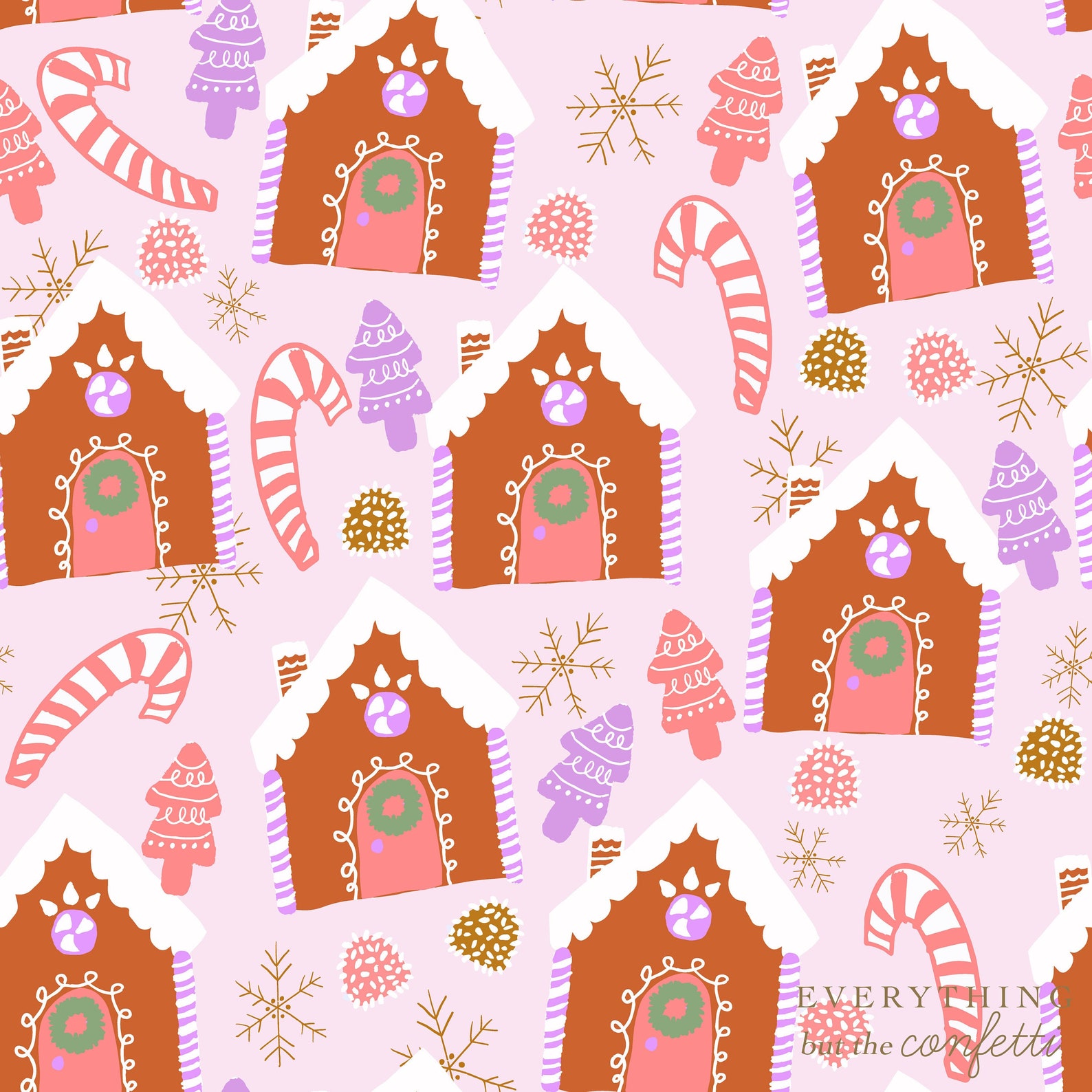 Gingerbread Houses Christmas Digital Repeating Seamless Pattern ...
