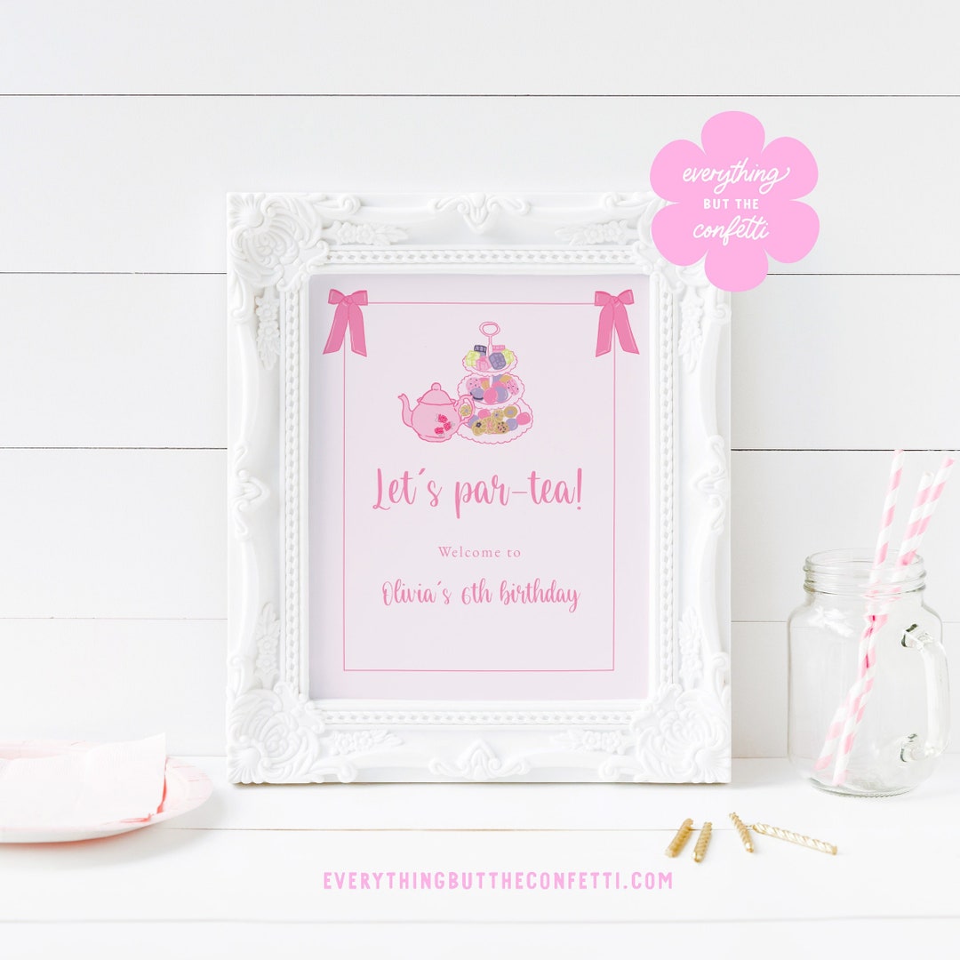 Let's Par-tea Birthday Party Editable Printable Sign Template ...