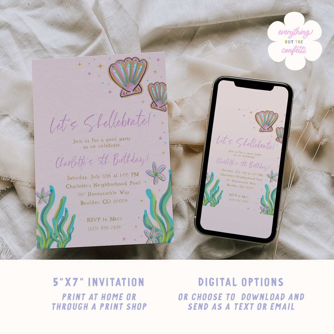 Let's Shell-e-brate Party Invitation Template Shellebrate - Etsy
