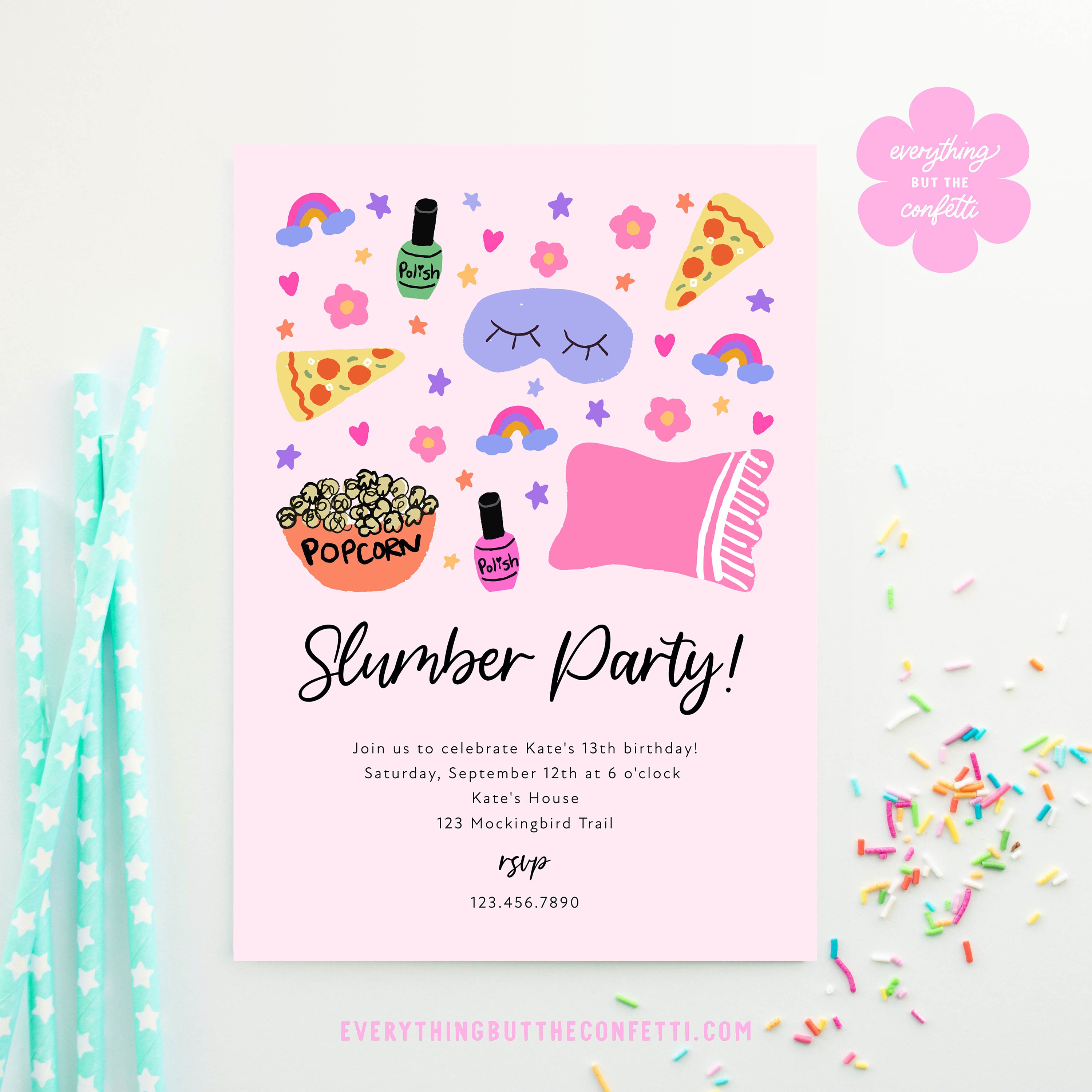 Sleepover Einladung Slumber Party Einladungsvorlage druckbare Sleepover Geburtstags Einladungsvorlage bearbeitbare Einladung Madchen Geburtstag Etsy