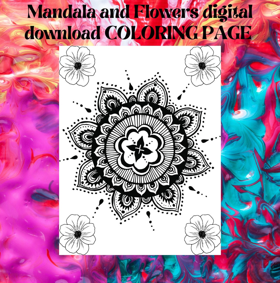 Printable Coloring Page Mandala Themed - Etsy