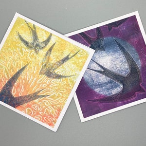 GREETINGS CARD DUO- Handmade Original Art - Cartes blanches, Notelets, 2 Pack
