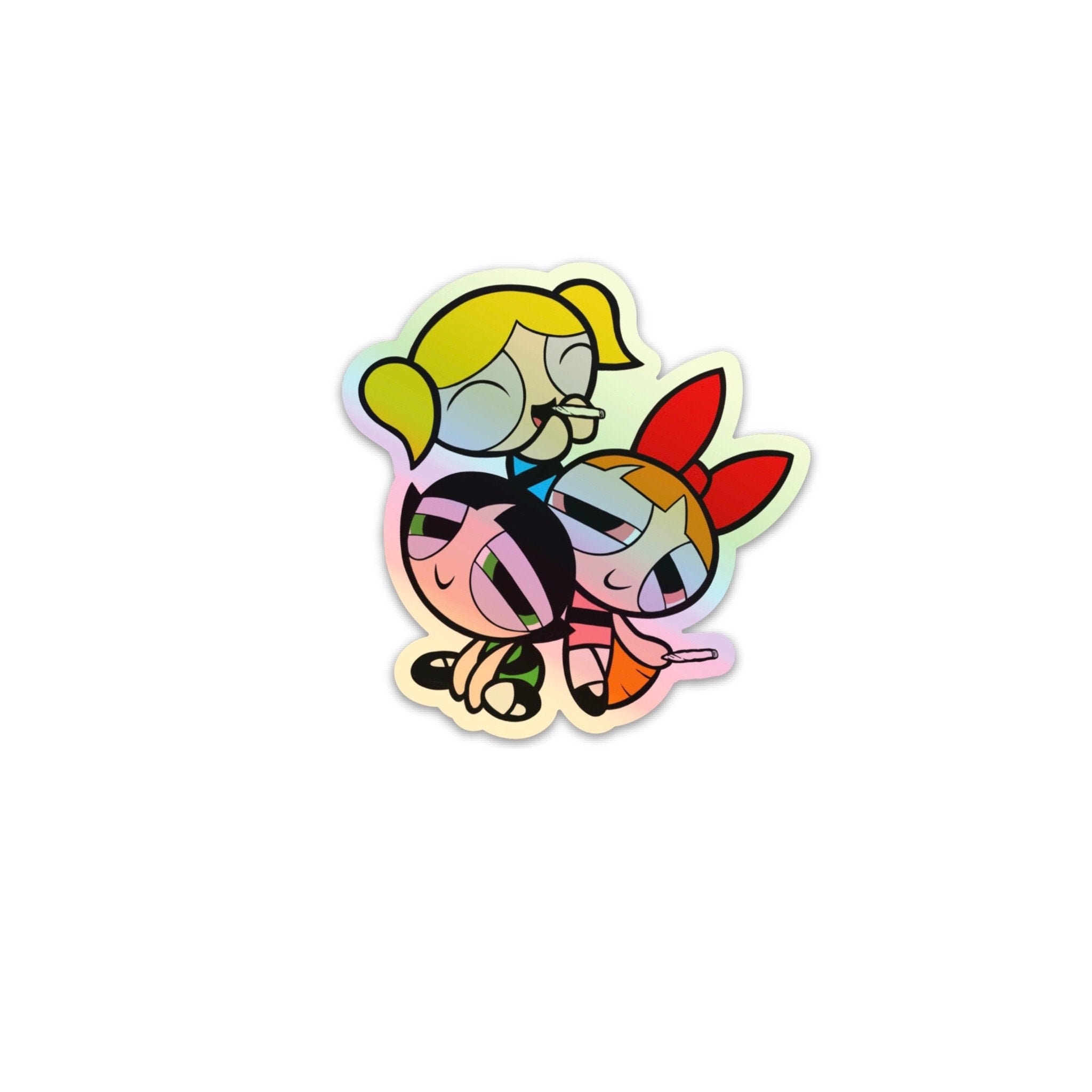 powerpuff girls 2 holographic sticker cartoon stickers etsy