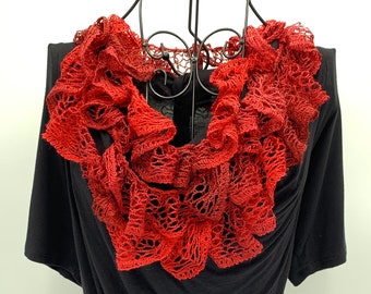 Ruffle Wraps in Red - Light and Lacy Scarves