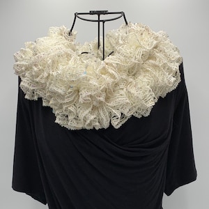 Ruffle Scarf - White with Rainbow Sequins