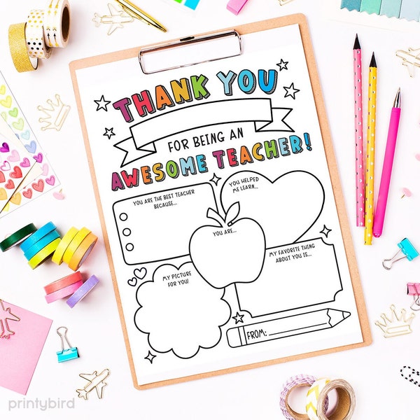 Teacher Appreciation Week Coloring Pages Printable | Teacher Appreciation Day | Instant Digital Download