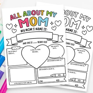 Alles über Mama Malseite zum Ausdrucken | Alles über meine Mutter Fragebogen | Alles über meine Mutter druckbar | Sofortiger digitaler Download
