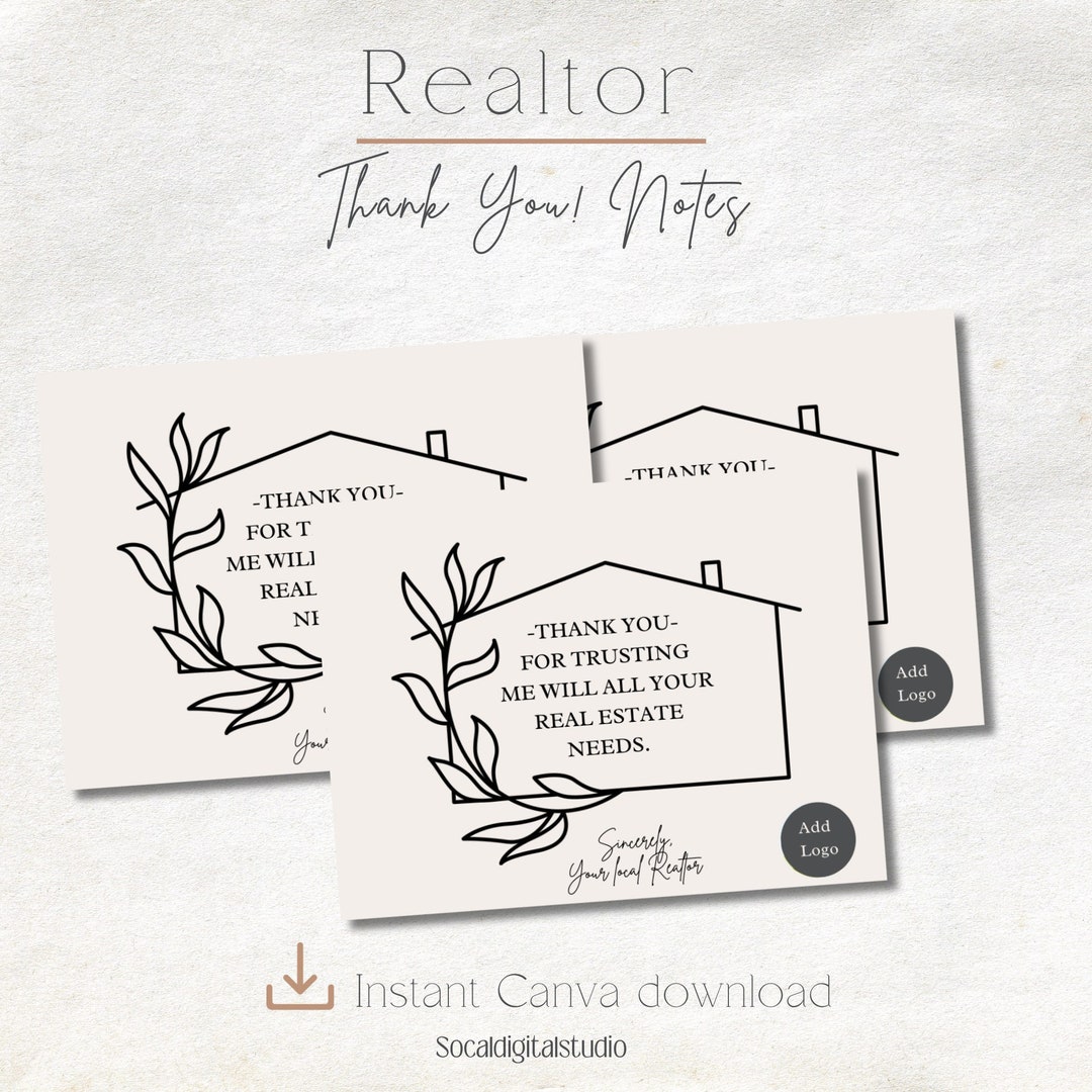 Real Estate Thank You Note Realtor Thank You Note Thank You Canva 