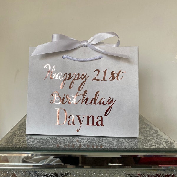 Small Personalised Aged Birthday Gift Bag 13th 16th 18th 21st 30th 40th 50th 60th 70th 80th  Ribbon Tie Gift Bags