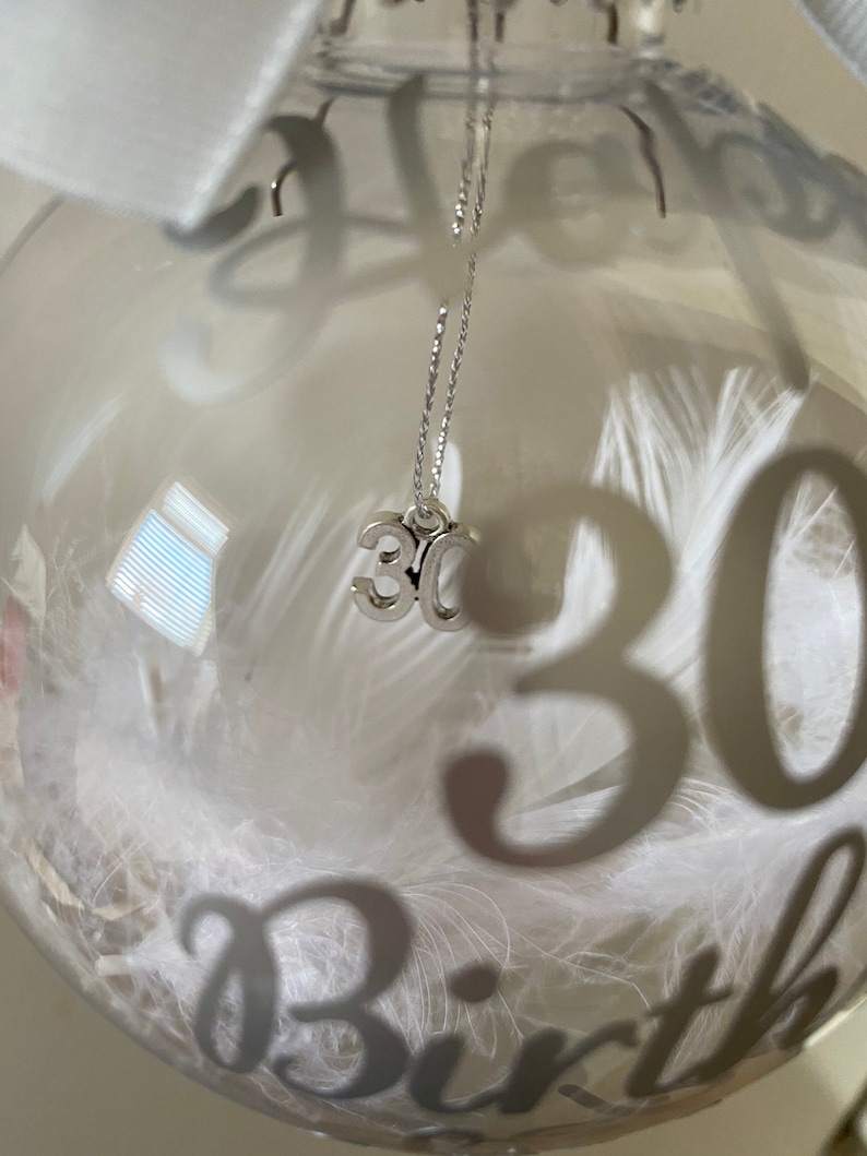 Birthday Personalised 16th 18th 21st 30th 40th 50th 60th Birthday Bauble Gift Hanging Number Charm inside image 4