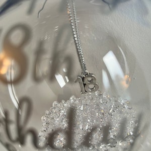 Birthday Personalised 16th 18th 21st 30th 40th 50th 60th Birthday Bauble Gift Hanging Number Charm inside image 8