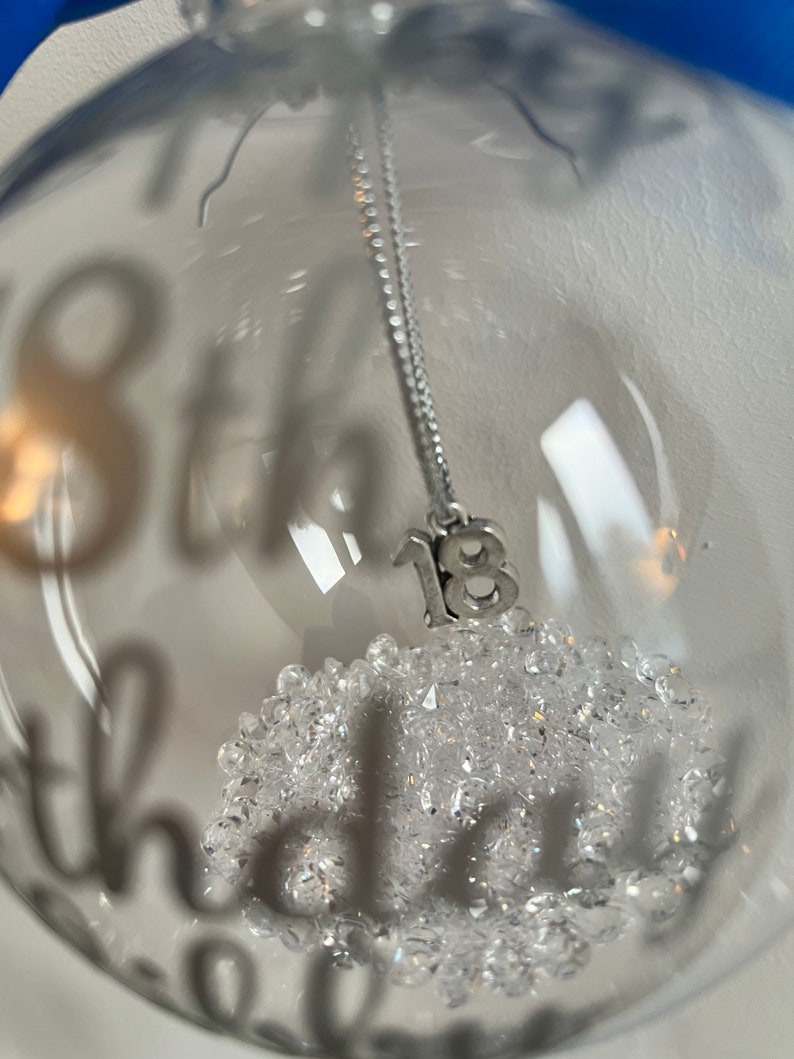 Birthday Personalised 16th 18th 21st 30th 40th 50th 60th Birthday Bauble Gift Hanging Number Charm inside image 8