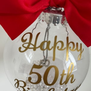 Birthday Personalised 16th 18th 21st 30th 40th 50th 60th Birthday Bauble Gift Hanging Number Charm inside image 2