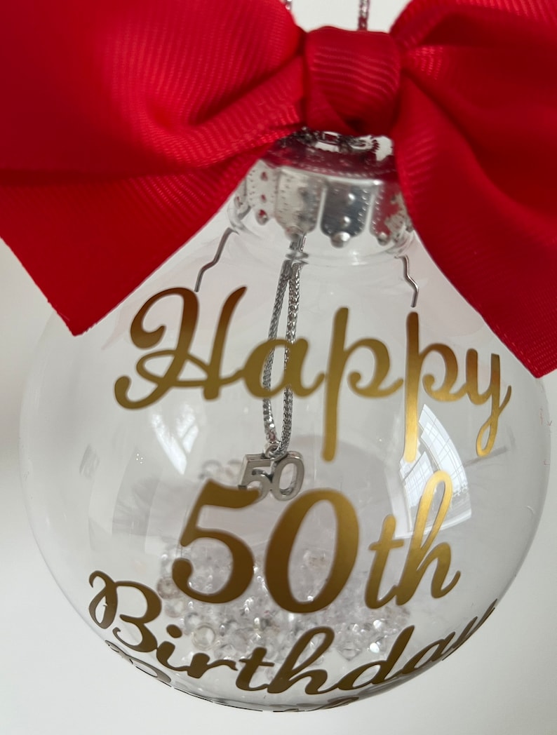 Birthday Personalised 16th 18th 21st 30th 40th 50th 60th Birthday Bauble Gift Hanging Number Charm inside image 2