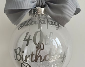 Birthday Personalised 16th 18th 21st 30th 40th 50th 60th Birthday Bauble Gift Hanging Number Charm inside