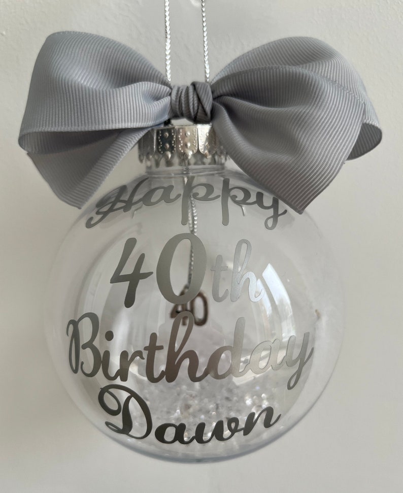 Birthday Personalised 16th 18th 21st 30th 40th 50th 60th Birthday Bauble Gift Hanging Number Charm inside image 1