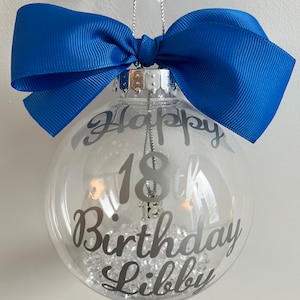 Birthday Personalised 16th 18th 21st 30th 40th 50th 60th Birthday Bauble Gift Hanging Number Charm inside image 7