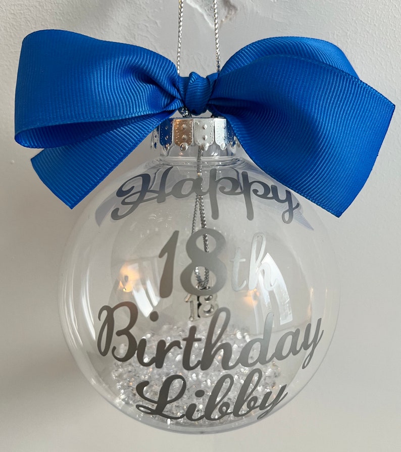 Birthday Personalised 16th 18th 21st 30th 40th 50th 60th Birthday Bauble Gift Hanging Number Charm inside image 7