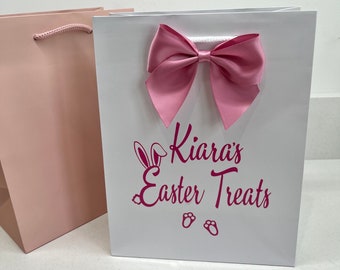 Easter Gift Bag Personalised Small Easter Present Treat Bag with Bow Any Name & Colour