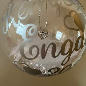 Engagement Gift Personalised Engaged Tree ornament Hanging Heart Charm personalised names & engagement date. Christmas 2023 image 10