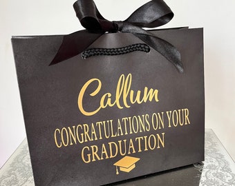 Personalised Graduation Gift Bag  Congratulations Grad  Present Bag. lots of colours