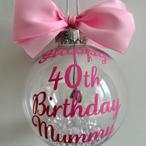 Birthday Personalised 16th 18th 21st 30th 40th 50th 60th Birthday Bauble Gift Hanging Number Charm inside image 6