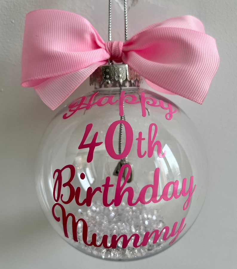 Birthday Personalised 16th 18th 21st 30th 40th 50th 60th Birthday Bauble Gift Hanging Number Charm inside image 6