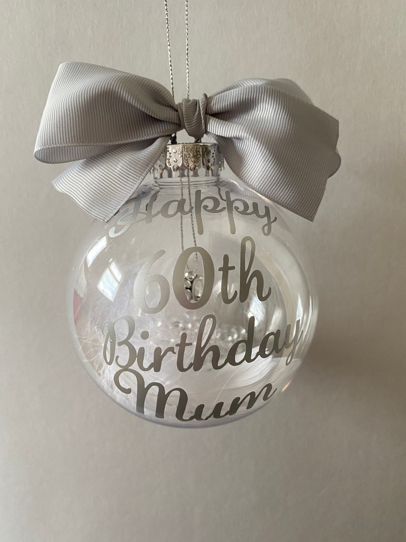 Birthday Personalised 16th 18th 21st 30th 40th 50th 60th Birthday Bauble Gift Hanging Number Charm inside image 3