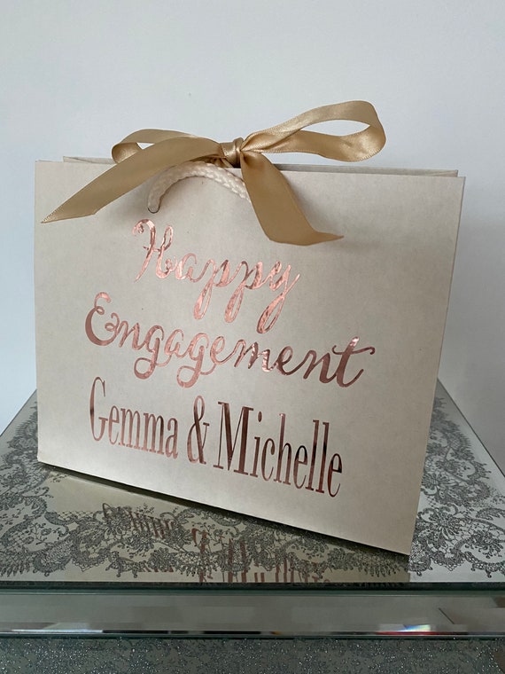 Small Engagement Gift Bag Personalised Names Engagement Present Bag