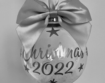 2023 Christmas Bauble 10cm Tree Decoration Xmas Ornament Personalised Colours & Filling