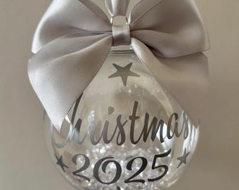 2026 Christmas Bauble 10cm Tree Decoration Xmas Ornament Personalised Colours & Filling