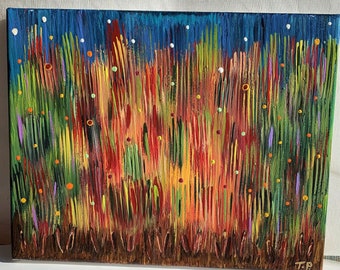 Sunrise Painting on Canvas, Colorful Abstract Art