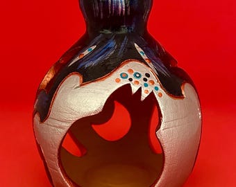 Handpainted Terracotta Pomegranate Candle Holder - Armenian Decor