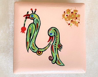 Hand-Painted Ceramic Jewelry Box, Personalized Armenian Letter Art