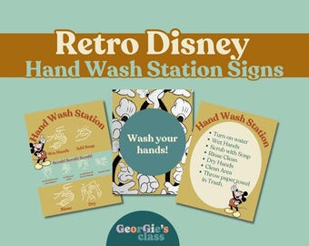Disney Hand Wash Station Posters. Hand Wash Instructions. Hand Wash Poster. Disney Decor. Classroom Signs. Classroom Decor.