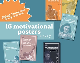 Inspirational Quote Posters: Famous Figures, Classroom Decor (11x17, 16 Prints)