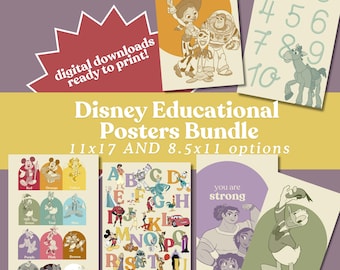 Afdrukbaar Disney-klas- en speelkamerdecor. Disney-posters. Disney speelkamerinrichting. Disney-klasdecoratie. Disney-decor. Disney-educatie