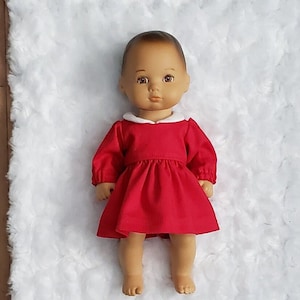 Caring for Baby Red Puff-Sleeved Dress for 8 inch Dolls
