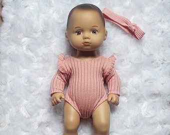 Caring for Baby Ribbed Salmon Long Sleeved One Piece for 8 inch Dolls