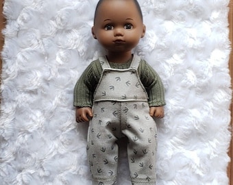 Caring for Baby Green Dino Overalls for 8 inch Dolls
