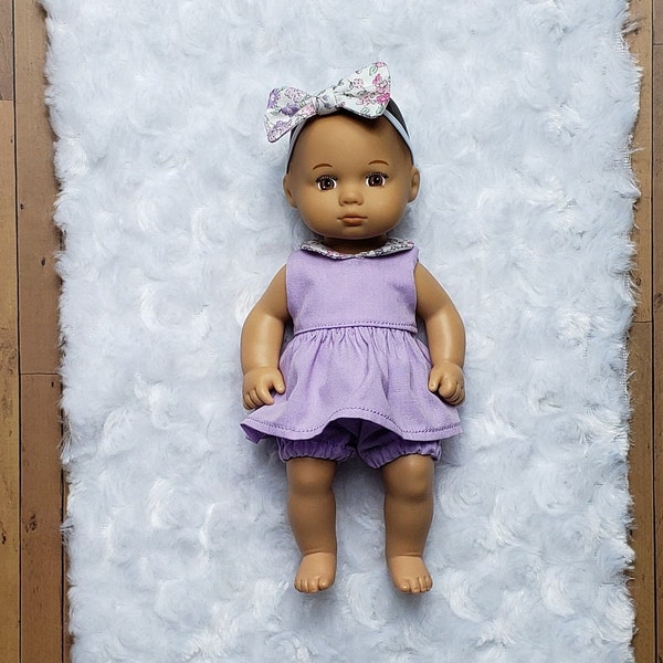 Caring for Baby Purple Floral Collared Dress for 8 inch Dolls