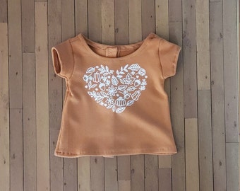 Fall Heart Tee for 18 inch Dolls