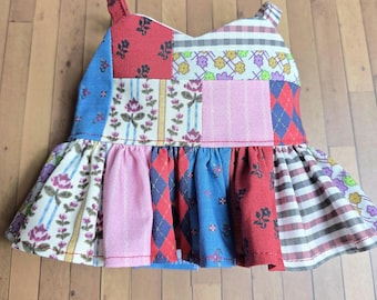 Top peplum patchwork del 1986 per bambole da 18 pollici