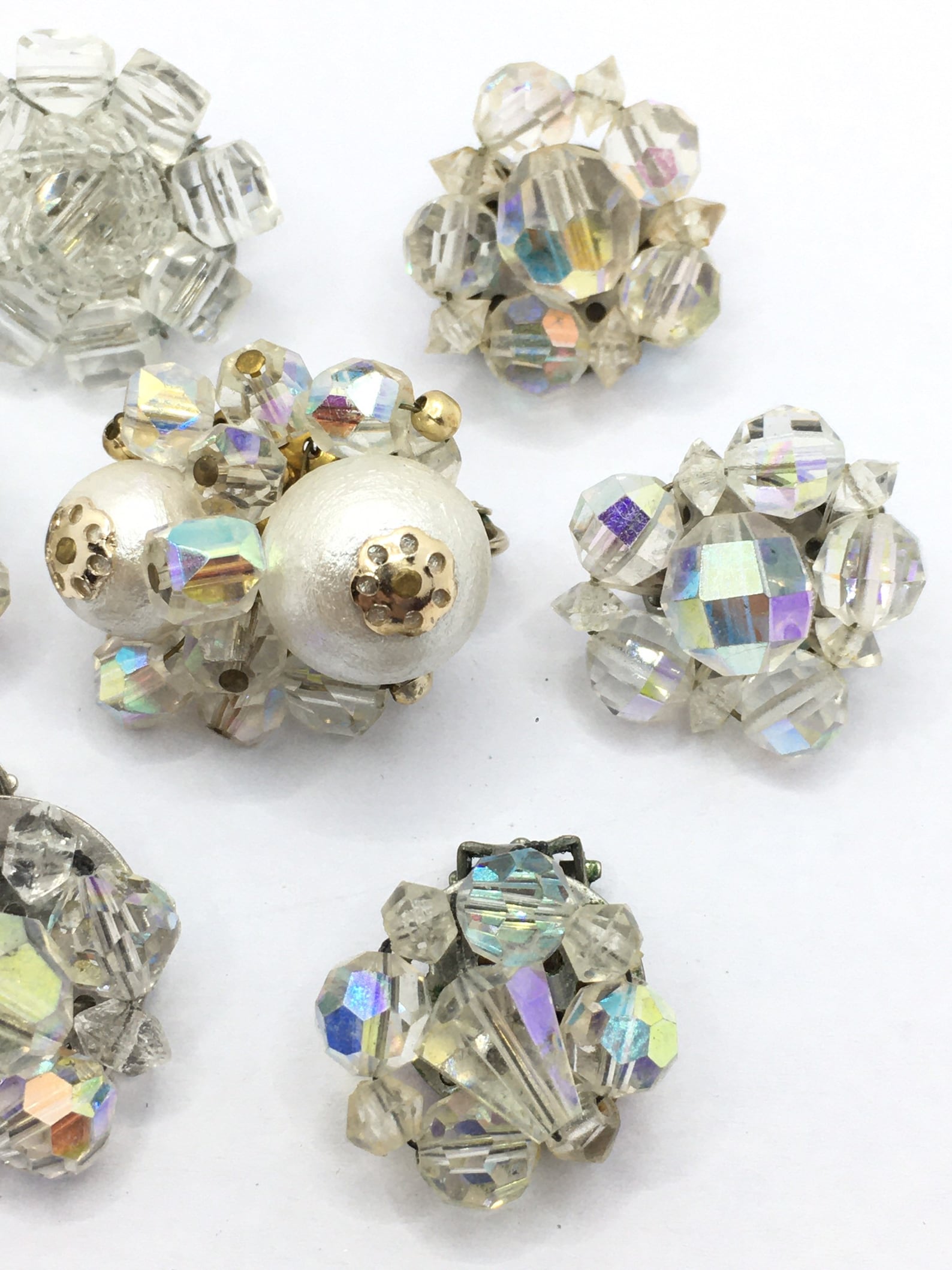 Crystal Vintage clip on earrings lot of mismatched single Etsy