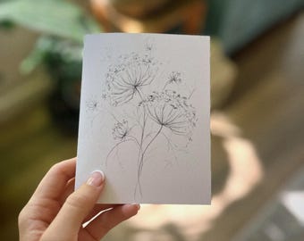 Wenskaart met bloemenschets