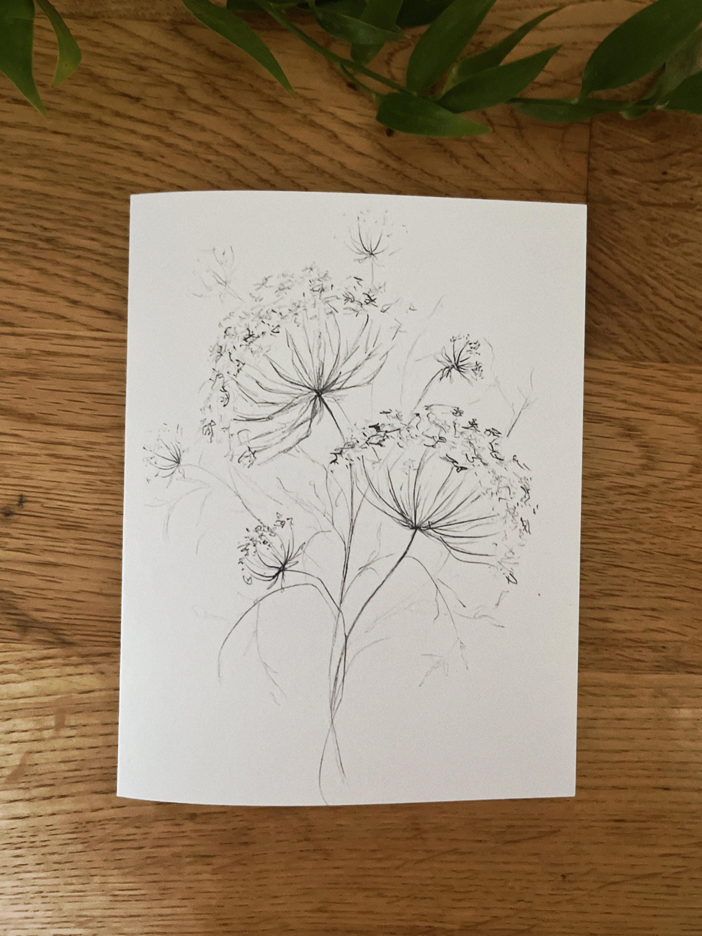 Floral Sketch Greeting Card Etsy floral-sketch-greeting-card-etsy