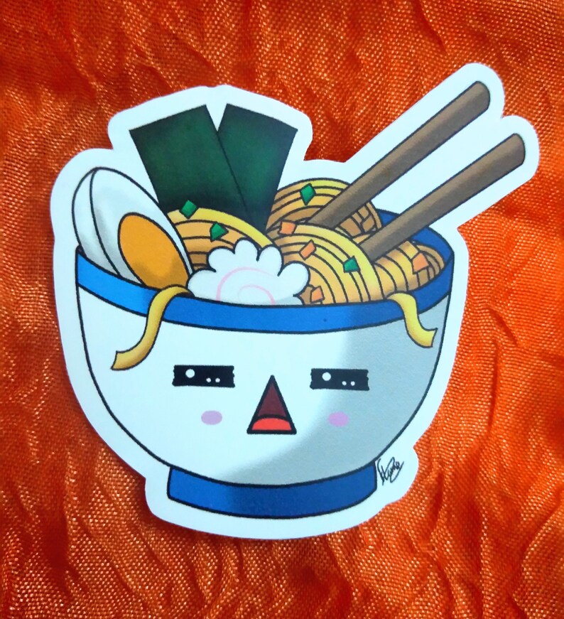 Cute Japanese Ramen Noodle Sticker Blue Kawaii Japanese Ramen Sticker