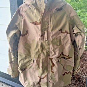 VTG US Militär DCU Desert Camo ECWCCS Kaltes Nasses Wetter Parka Large Regular
