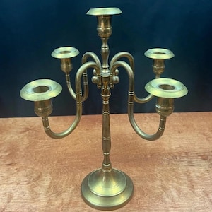 Vintage 5 Arm Brass Candelabra Candlestick Holder