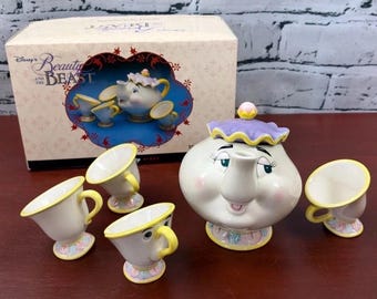 Vintage Disney Park Beauty & the Beast Toy China Set Mrs Potts Chip
